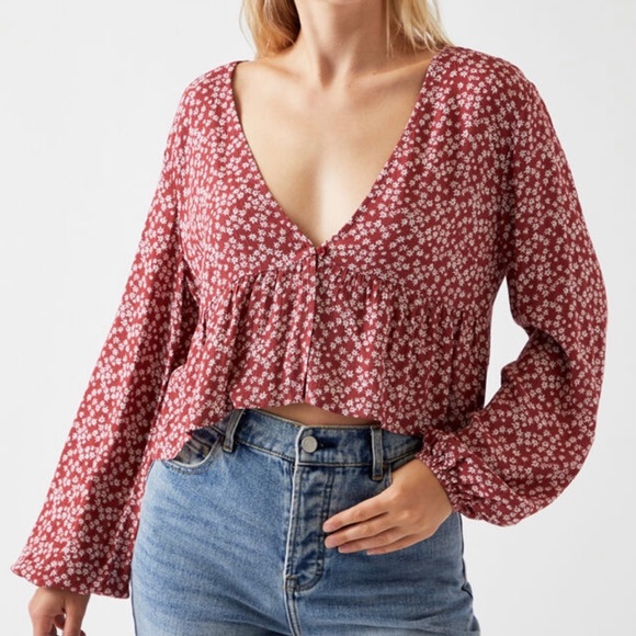 Babydoll Floral Crop Top - Picture 1 of 3